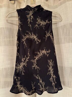 Vintage Rena Rowan Black Silk Floral Blouse